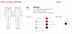 DAD-11C Kids Long Sleeve Unitard, Cotton -Grishko Dance Wear Store 0100000000000942 3 DAD1120sketch PNG 637418051580000000